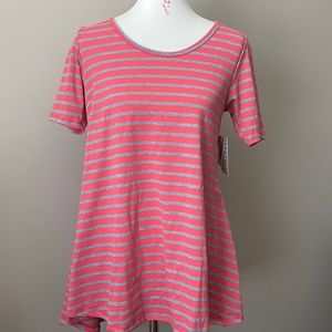 Pink and heathered gray striped perfect tee